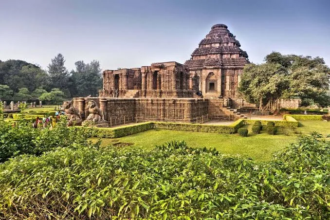 Ancient sculpted temple facade