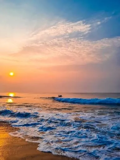 Serene coastline sunset